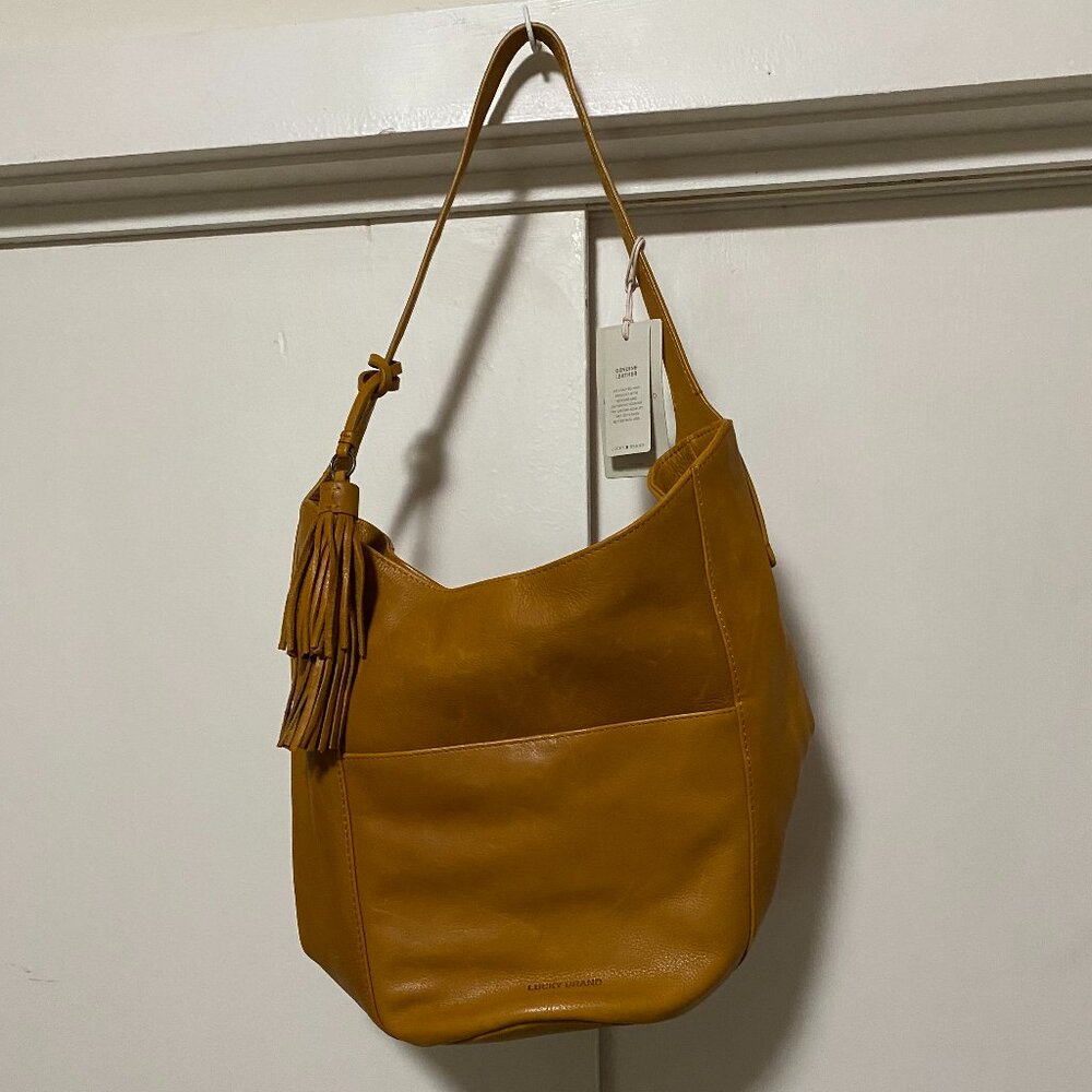 NWT - Lucky Brand genuine leather saffron LK-Maks shoulder bag